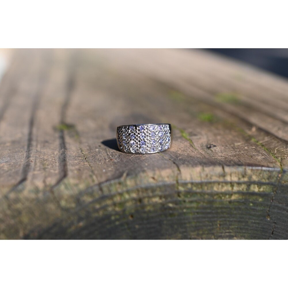 Tanzanite and sapphire ring size 7 in sterling silver